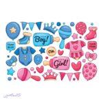 استیکر دیواری کودک مدل اکسسوری نوزاد کد 1473